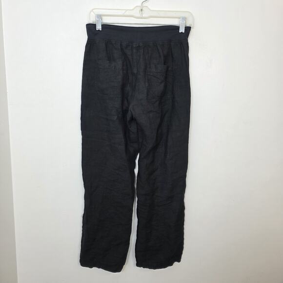 Fresh Produce Black 100% Linen Beachy Lagenlook Straight Cropped Pants Size XS - Picture 5 of 7